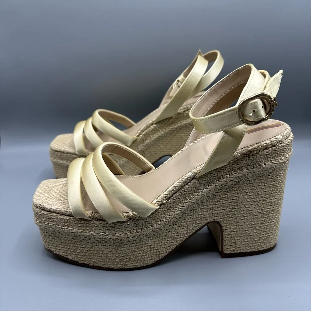 Sam Edelman Tibby Washed Lemon Plarform Wedge Sandal Women’s Size 10 M